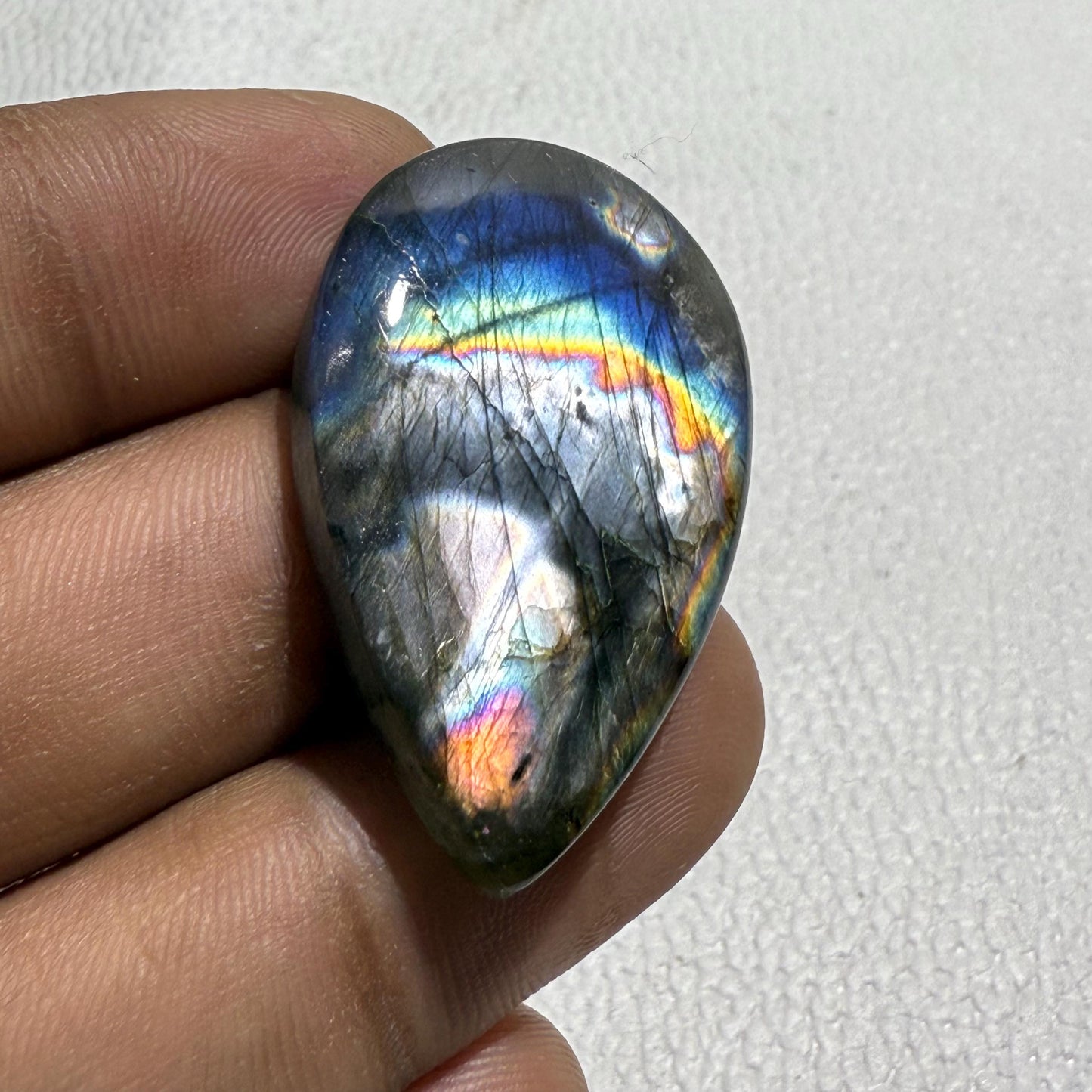 Natural Multicolor Labradorite Pear Cabochon, 50.6 Cts, Loose Gemstone for Jewelry Making