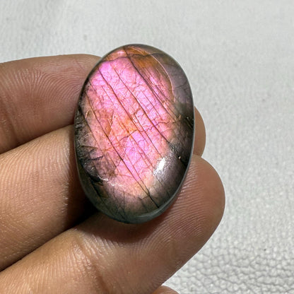 Natural Pink Purple Flash Labradorite Oval Cabochon, - 35x20x6 MM, - 39.4 Cts
