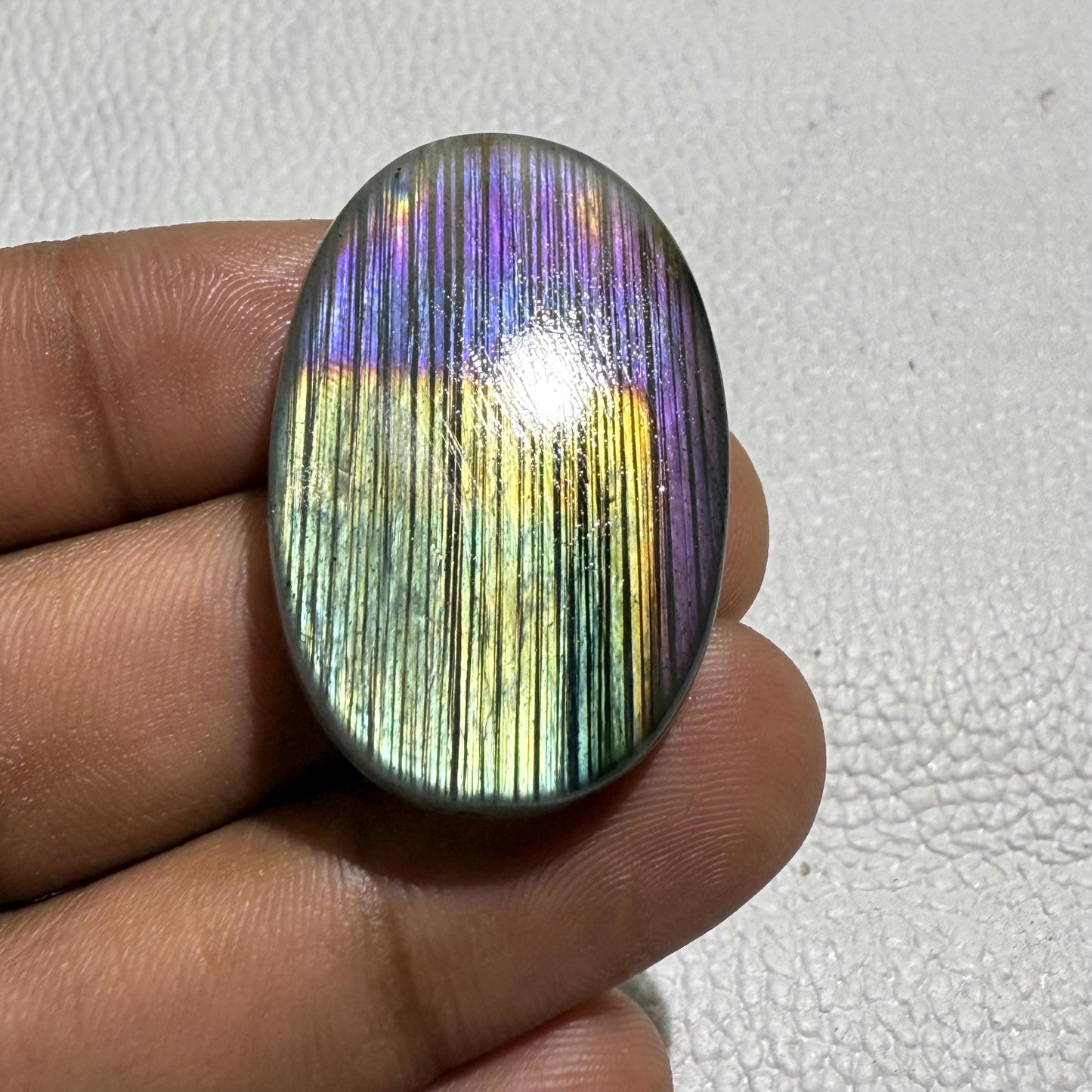 Flashy Oval Labradorite Cabochon – Natural Purple Gold Loose Gemstone for Jewelry Making,