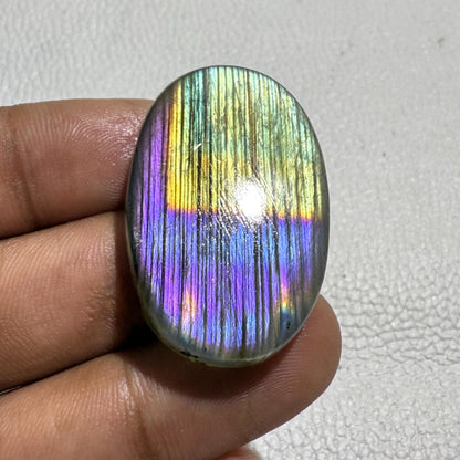 Natural Purple Flash Labradorite Oval Cabochon, - 37x24x6 MM, - 57 Cts, Jewelry Making Gemstone
