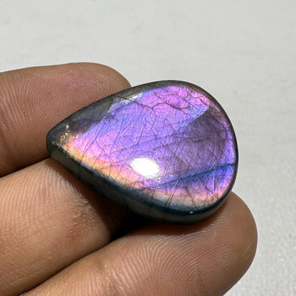 Natural Purple Flash Labradorite Pear Cabochon, 39.4 Cts, Loose Gemstone for Jewelry Making