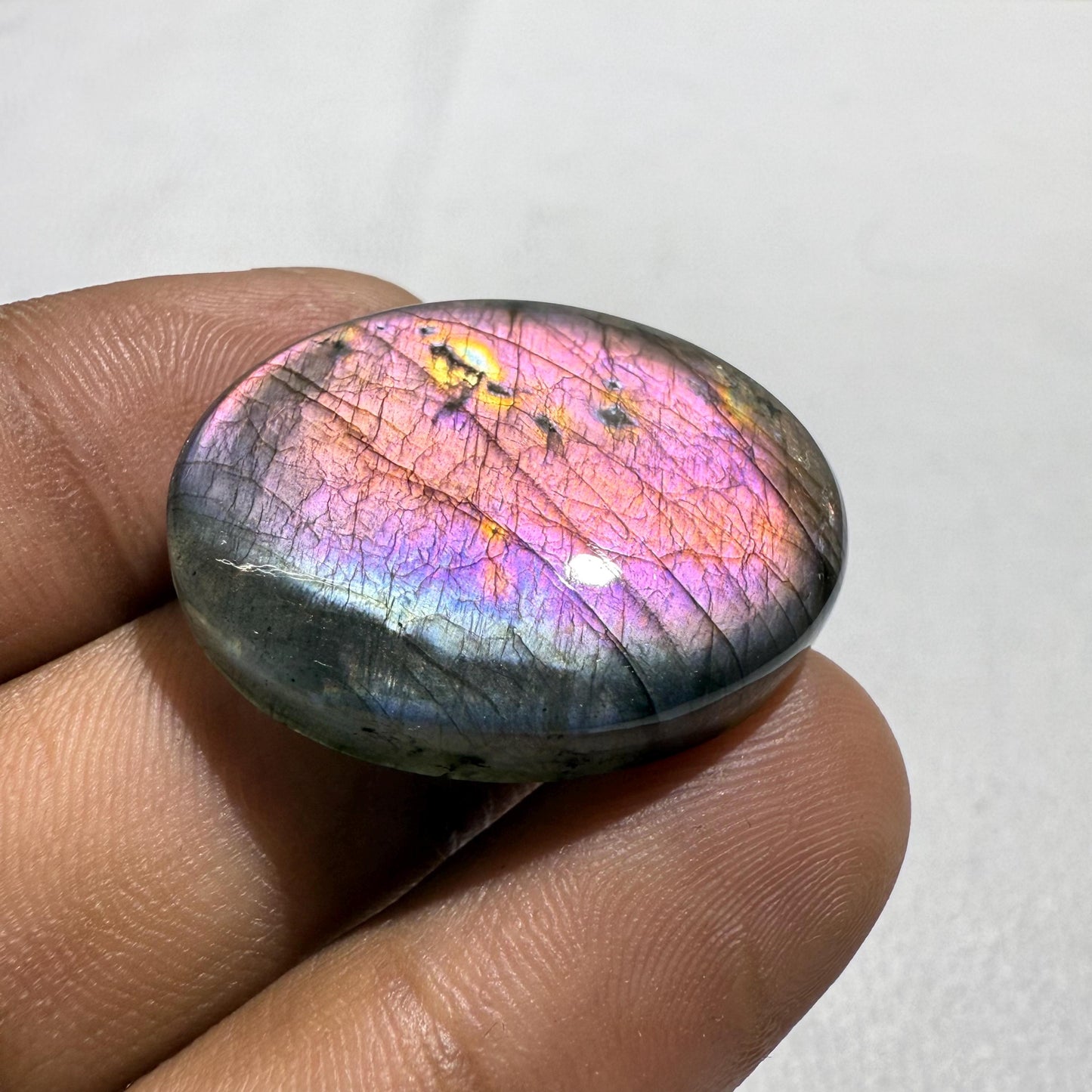 Natural AAA Purple Flash Labradorite Oval Cabochon, 47.6 Cts, Loose Gemstone for Jewelry Making