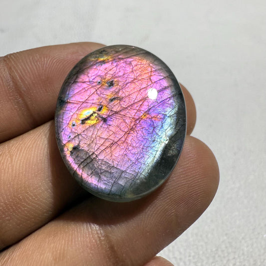 Natural Purple Labradorite Oval Cabochon Flashy Loose Gemstone for Jewelry Making Healing Crystal Madagascar Stone AAA Quality,47.6 Cts