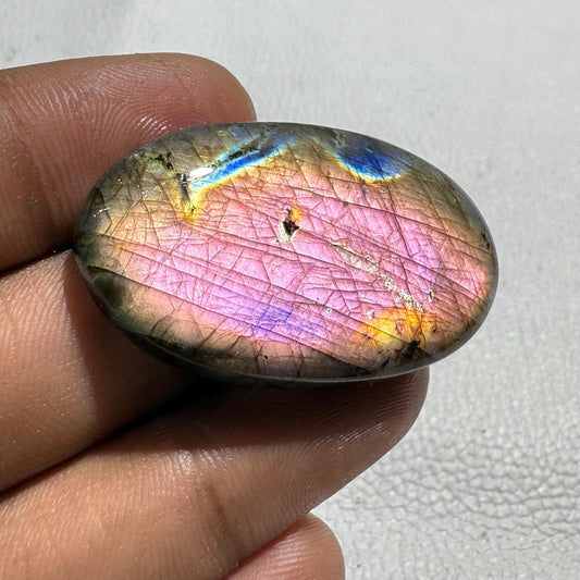 Natural Purple Labradorite Cabochon Oval Flash Stone for Rings, Pendants, Jewelry Making, Madagascar Gemstone