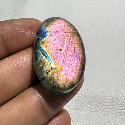 Natural Purple Flash Labradorite Oval Cabochon, 40x24x7 MM, 62.7 Carats, Loose Gemstone for Jewelry Making