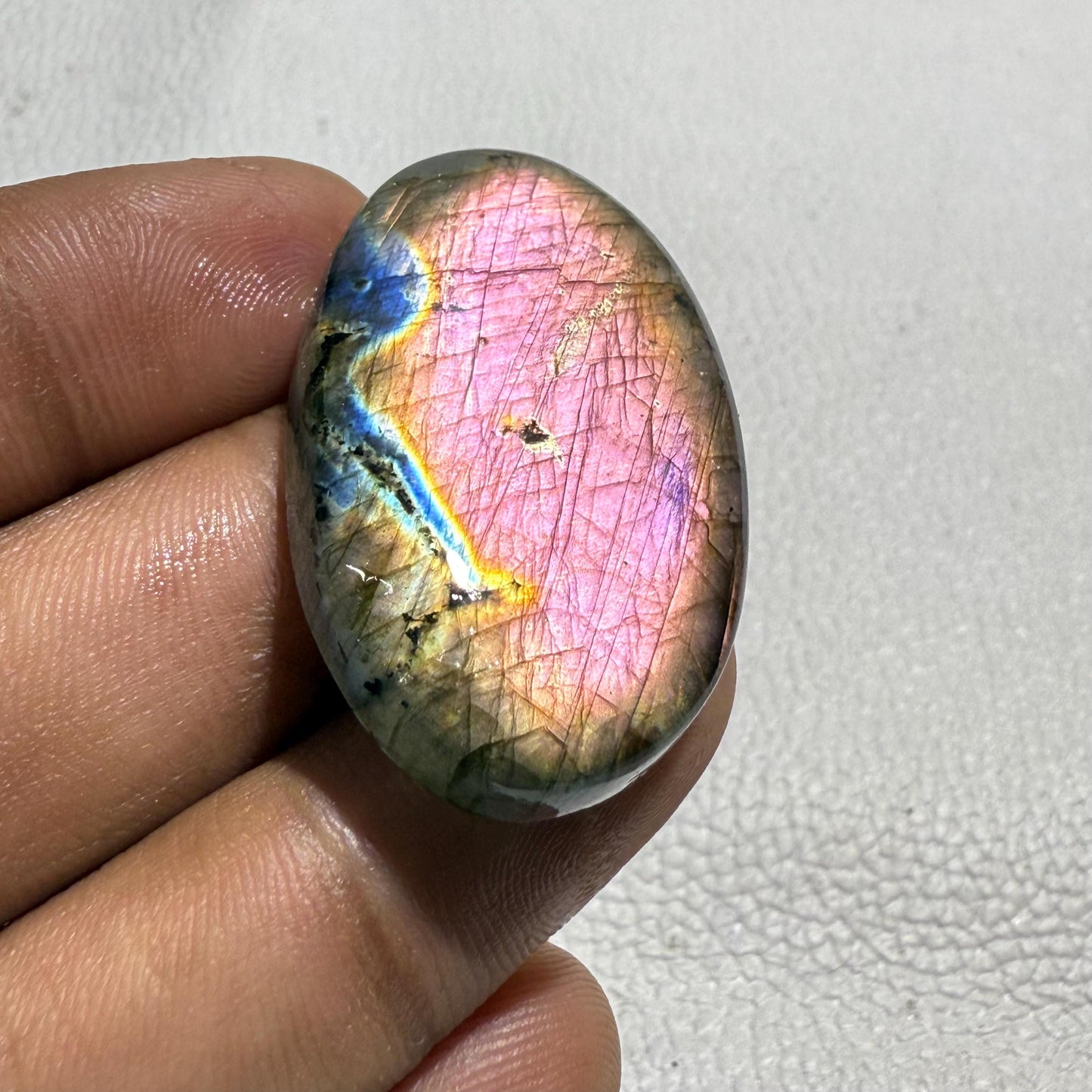 Natural Purple Flash Labradorite Oval Cabochon, 40x24x7 MM, 62.7 Carats, Loose Gemstone for Jewelry Making