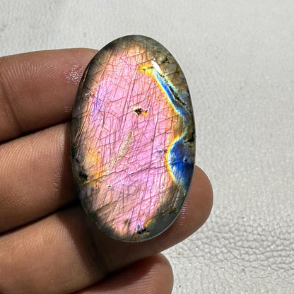 Natural Purple Flash Labradorite Oval Cabochon, 40x24x7 MM, 62.7 Carats, Loose Gemstone for Jewelry Making