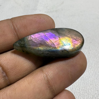 Natural Multicolor Labradorite Pear Cabochon, 38x17x7 MM, Loose Gemstone for Jewelry Making