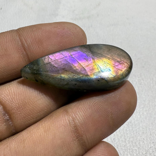 Natural Labradorite Pear Cabochon: Multicolor Gemstone (38x17x7 MM)