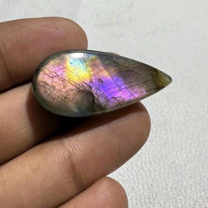 Natural Multicolor Labradorite Pear Cabochon, 38x17x7 MM, Loose Gemstone for Jewelry Making