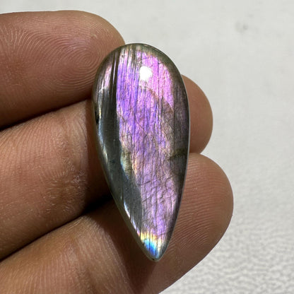 Natural Pink Purple Flash Labradorite Pear Cabochon, 19.6 Cts, Loose Gemstone for Jewelry Making