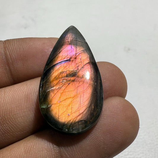 Purple Labradorite Pear Cabochon: Natural Gemstone for Jewelry Making