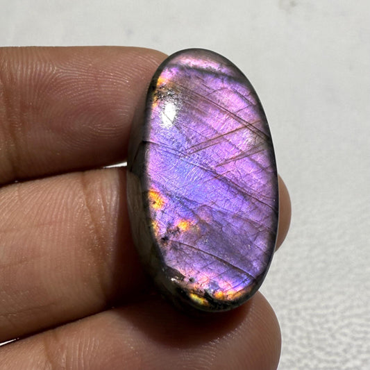 Purple Labradorite Cabochon: Natural Oval Gemstone, Madagascar Origin