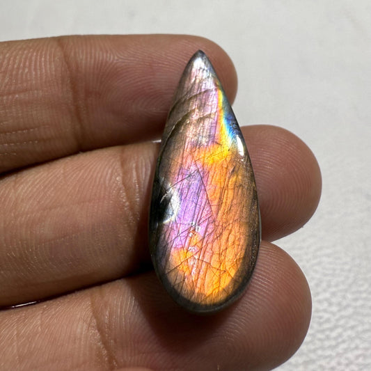 Pear Labradorite Cabochon: Multicolor Gemstone for Jewelry (15.6 Cts)