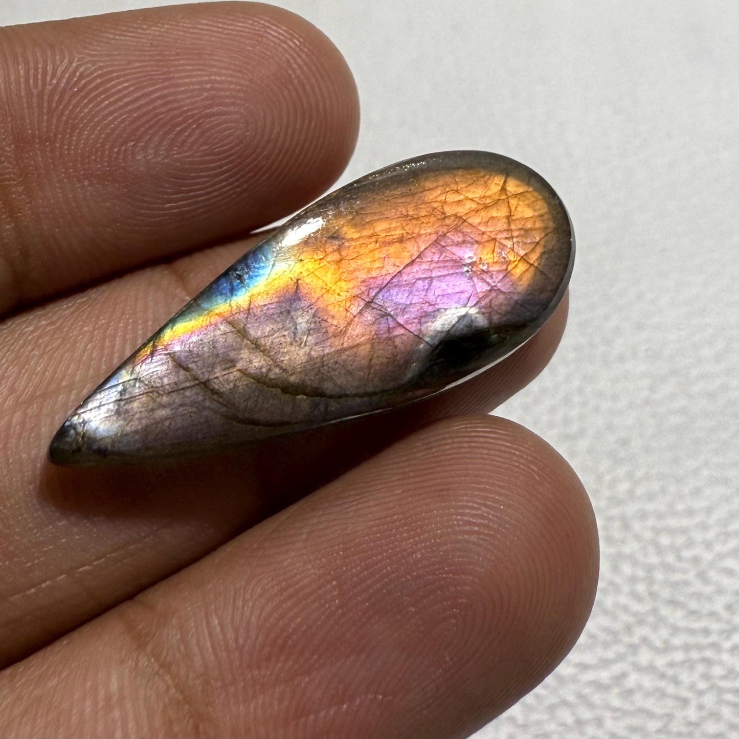 Multicolor Labradorite Pear Cabochon, 15.6 Cts, Loose Gemstone for Jewelry Making