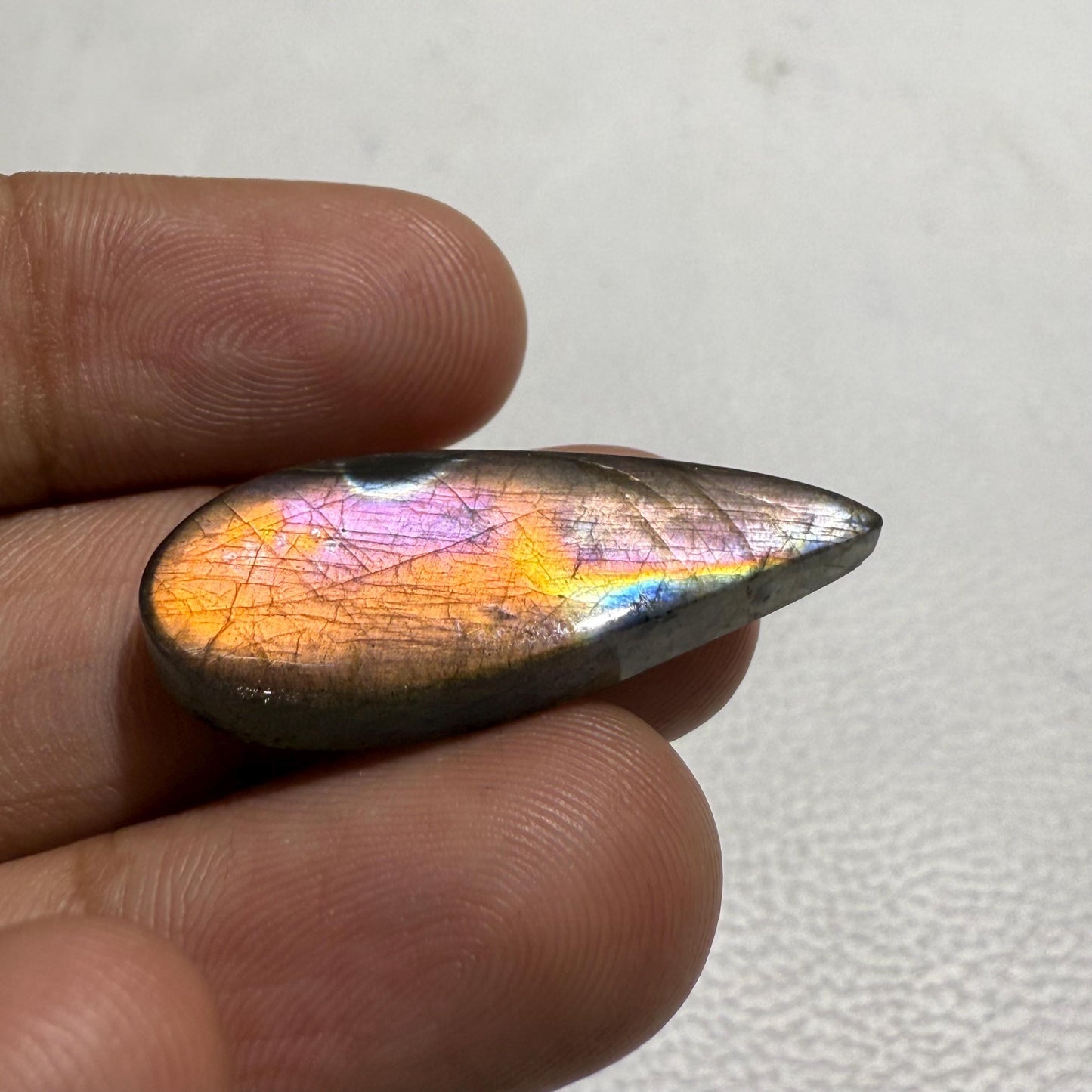 Multicolor Labradorite Pear Cabochon, 15.6 Cts, Loose Gemstone for Jewelry Making