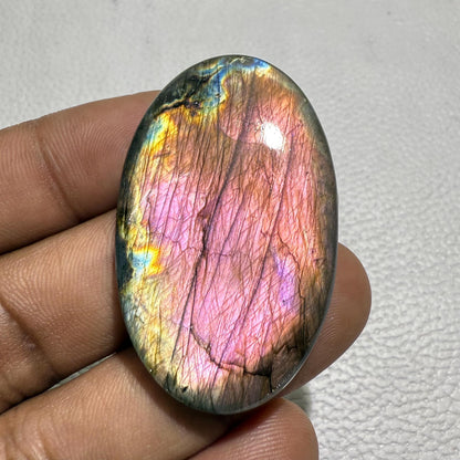 Natural Purple Labradorite Oval Cabochon, 45x28x7 mm, Loose Gemstone for Jewelry Making