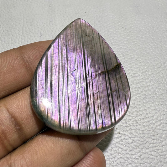 Purple Pear Labradorite Cabochon: Natural Gemstone (50x39x6 mm)
