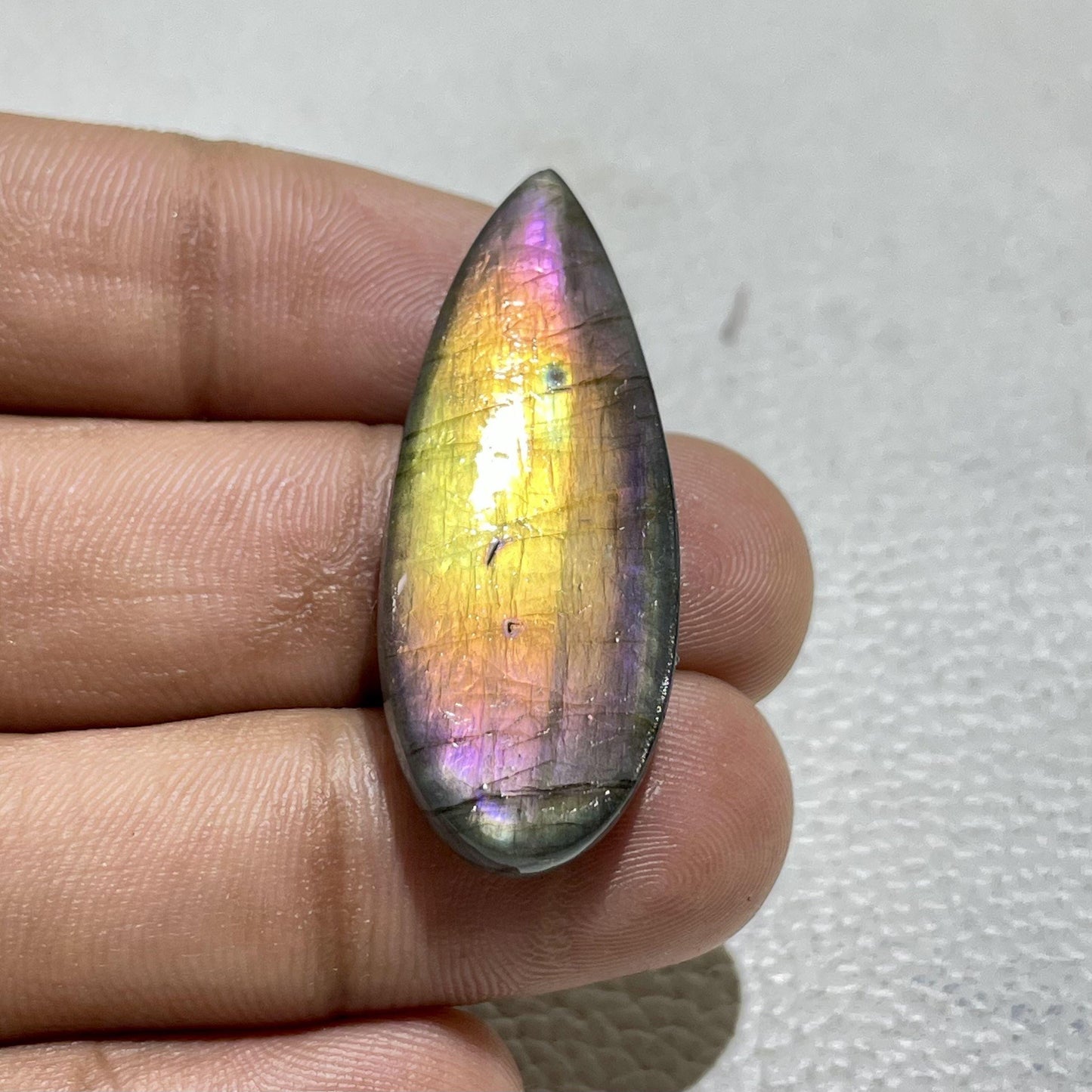 Multicolor Labradorite Pear Cabochon, Wire Wrap Gemstone