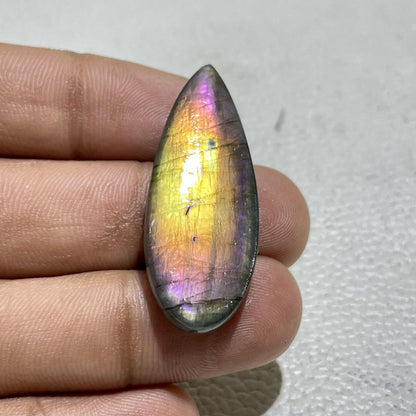 Multicolor Labradorite Pear Cabochon, Wire Wrap Gemstone
