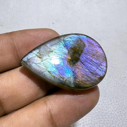 Natural Purple Labradorite Pear Cabochon, 63.3 Cts, Loose Gemstone for Jewelry Making