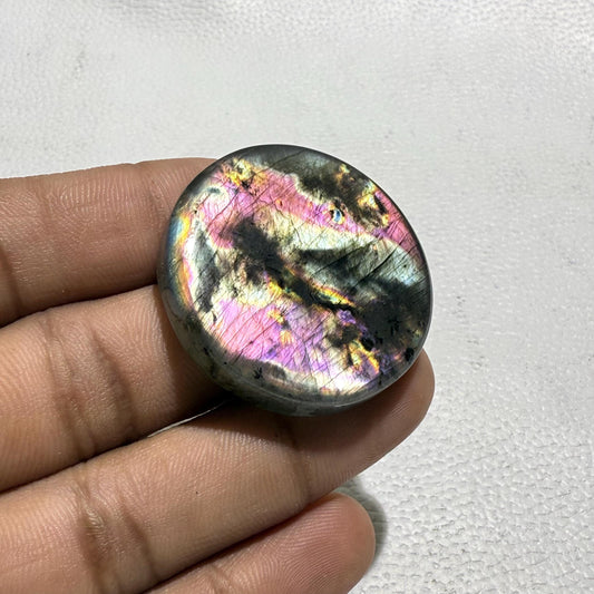 Purple Labradorite Cabochon: Round Loose Gemstone (36x36x7 MM)