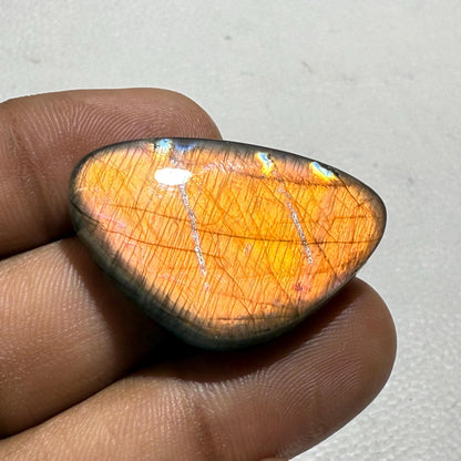 Natural Multicolor Labradorite Cabochon, 34x22x7 mm, Loose Gemstone for Jewelry Making
