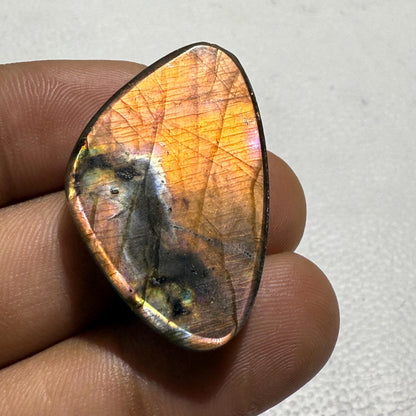 Natural Multicolor Labradorite Cabochon, 34x22x7 mm, Loose Gemstone for Jewelry Making