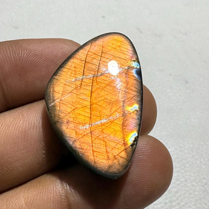 Natural Multicolor Labradorite Cabochon, 34x22x7 mm, Loose Gemstone for Jewelry Making