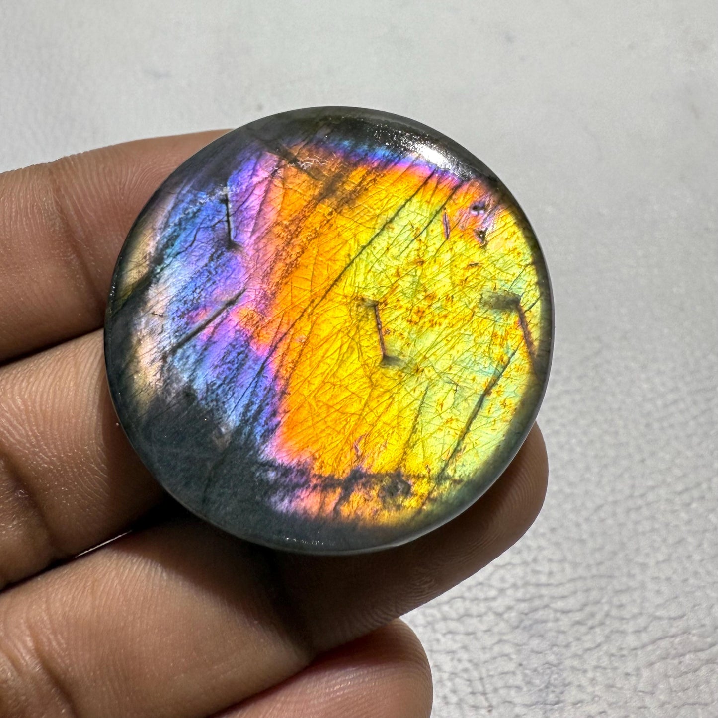 Purple Flash Labradorite Cabochon, - 38X38X7 MM, - 96.2 Cts, Loose Gemstone for Jewelry Making
