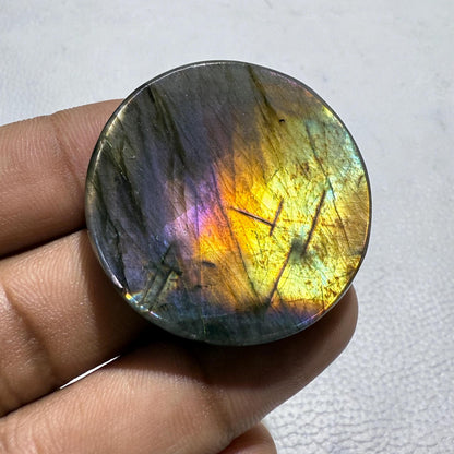 Purple Flash Labradorite Cabochon, - 38X38X7 MM, - 96.2 Cts, Loose Gemstone for Jewelry Making