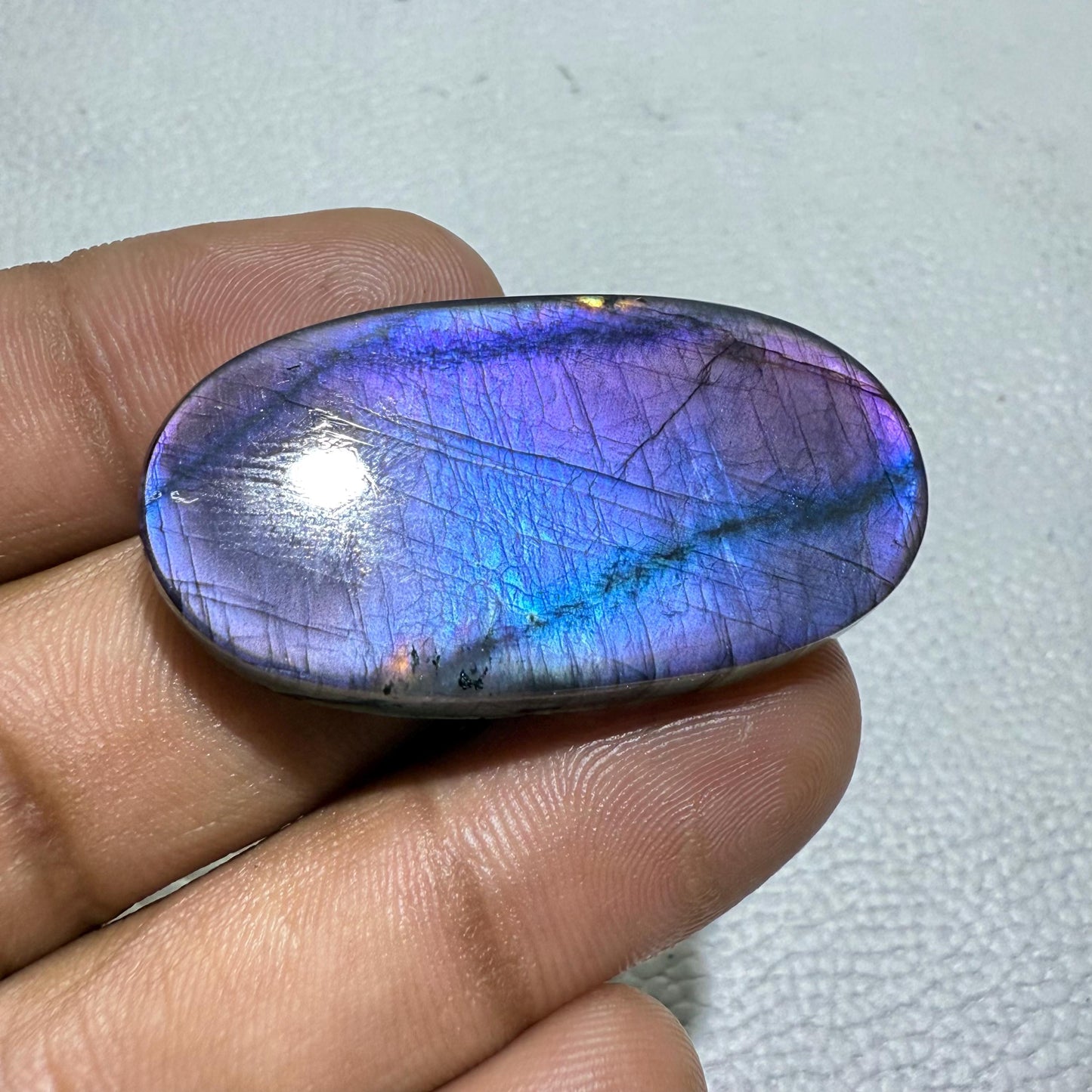 Natural Purple Labradorite Oval Cabochon, 42x22x6 MM, Loose Gemstone for Jewelry Making