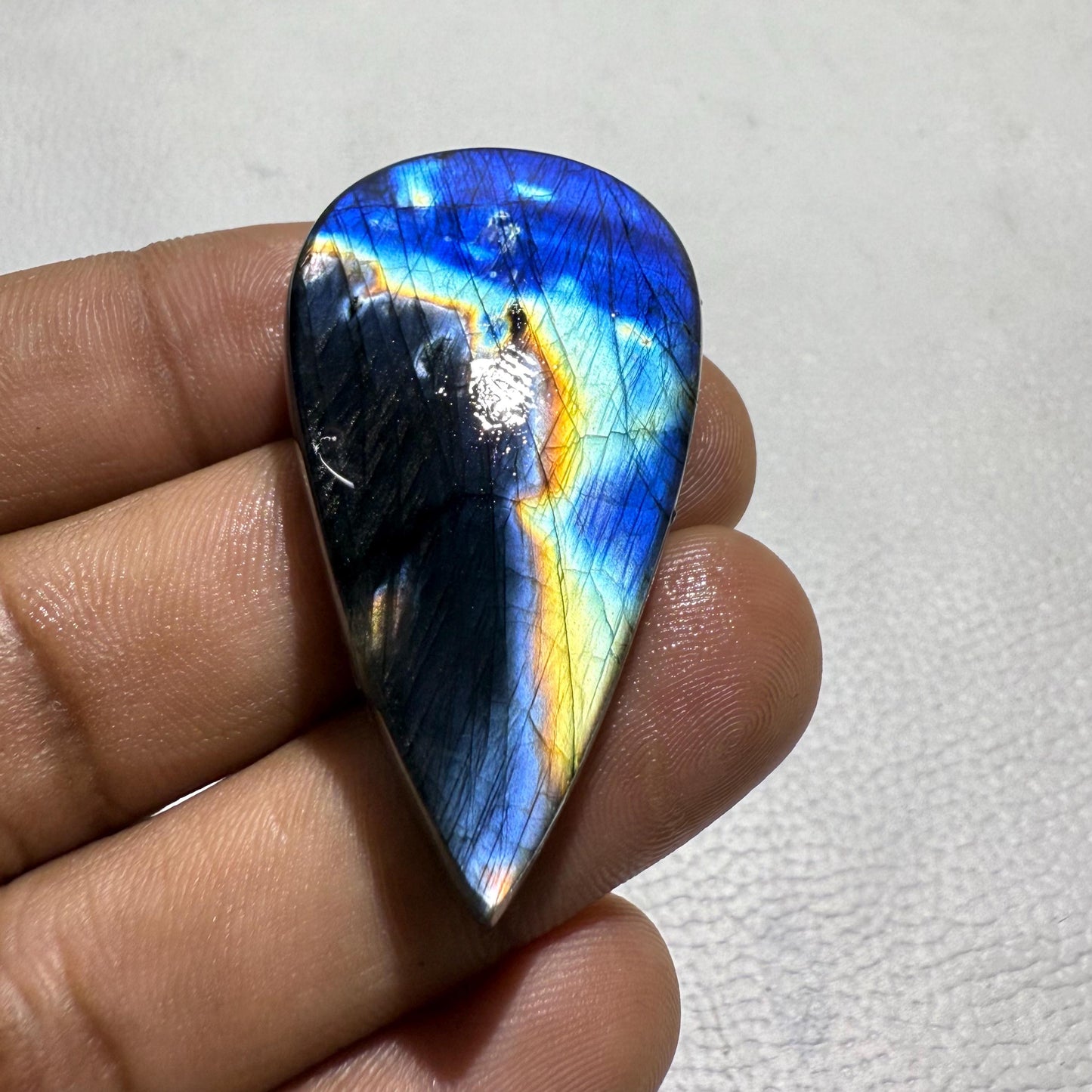 Natural Multicolor Labradorite Pear Cabochon, - 46x27x8.5 mm, - 87.4 Cts, Jewelry Making Gemstone