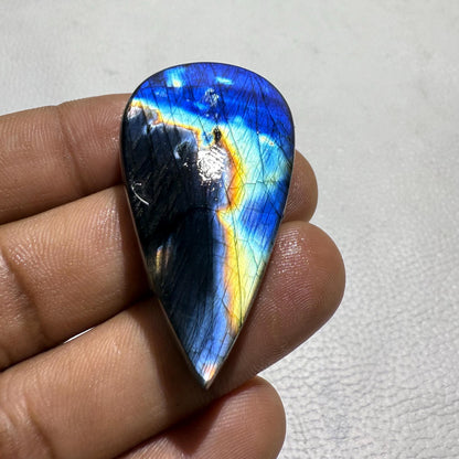 Natural Multicolor Labradorite Pear Cabochon, - 46x27x8.5 mm, - 87.4 Cts, Jewelry Making Gemstone