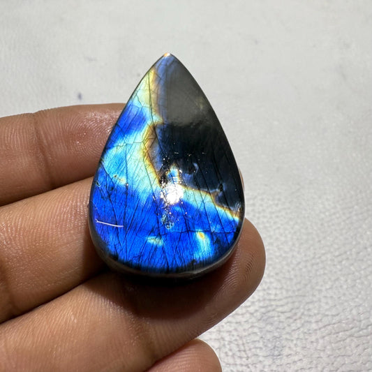 Natural Pear Labradorite Cabochon: Multicolor Madagascar Gemstone