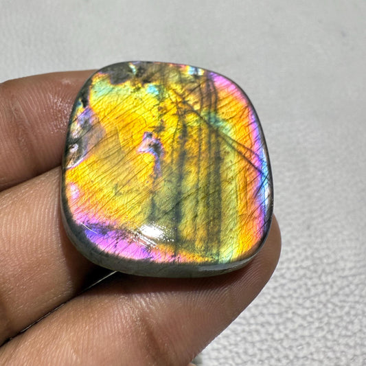 Natural Multicolor Labradorite Cabochon: Healing Gemstone, Madagascar Origin
