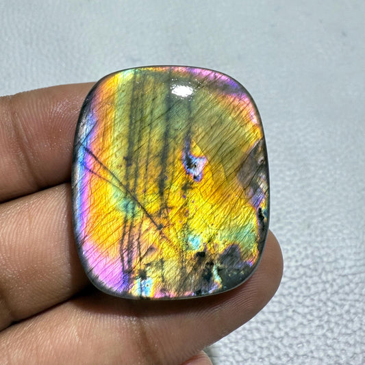 Natural Multicolor Labradorite Cabochon: Healing Gemstone, Madagascar Origin