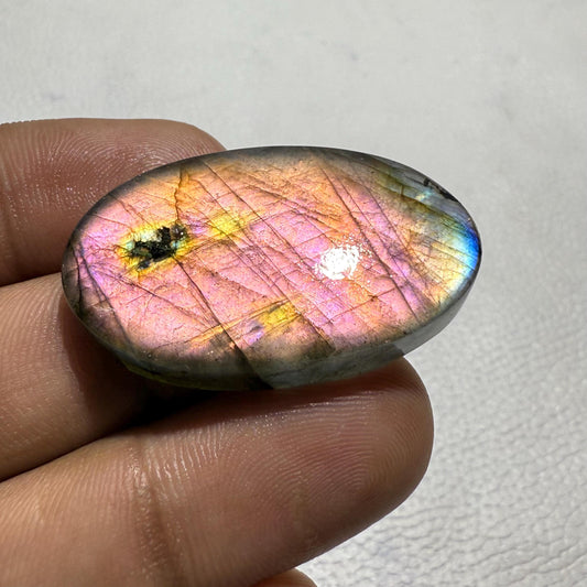 Purple Labradorite Cabochon: Oval Healing Crystal Gemstone (37x22x6 mm)