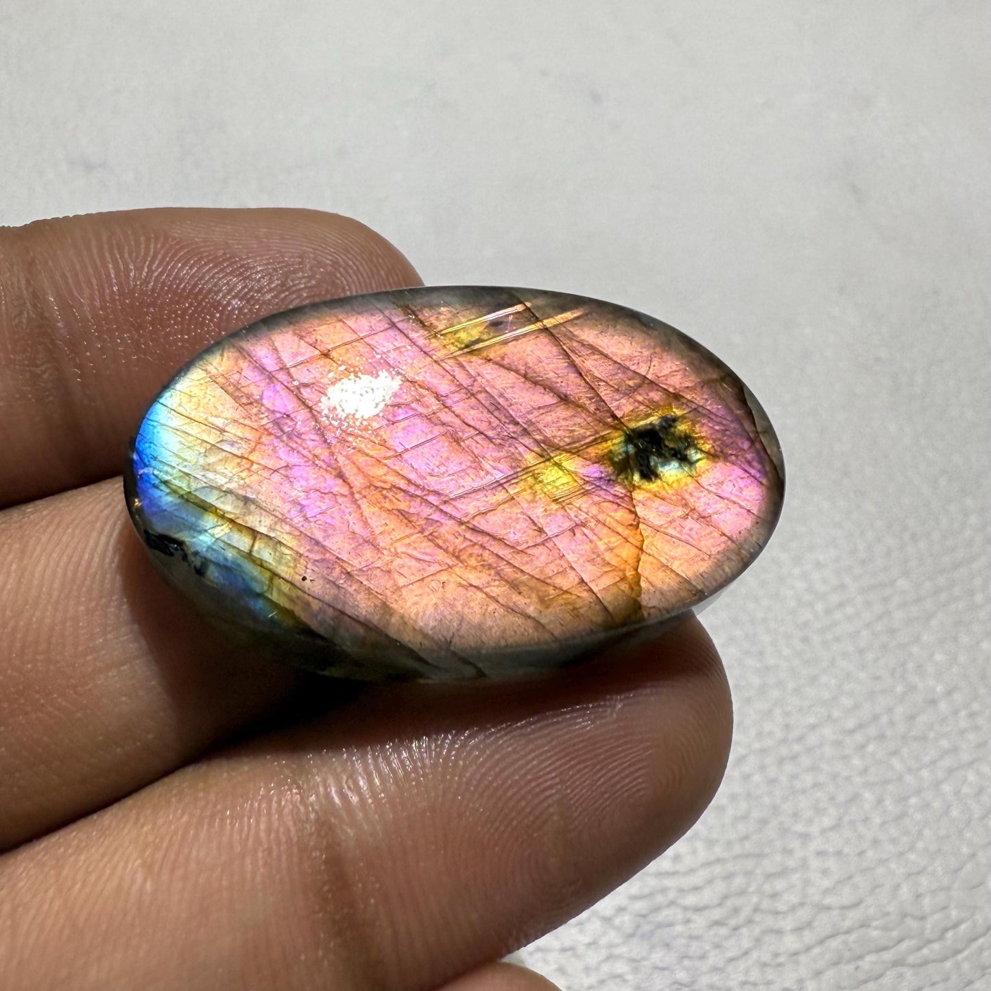 Purple Labradorite Oval Cabochon, 37x22x6 mm, Loose Gemstone for Jewelry Making