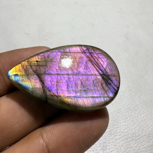 Purple Labradorite Pear Cabochon, Flashy Natural Loose Gemstone for Jewelry Making, Healing Crystal Stone Gift