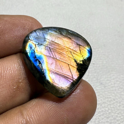 Natural Purple Labradorite Pear Cabochon, 26x24.5x5 mm, Loose Gemstone for Jewelry Making
