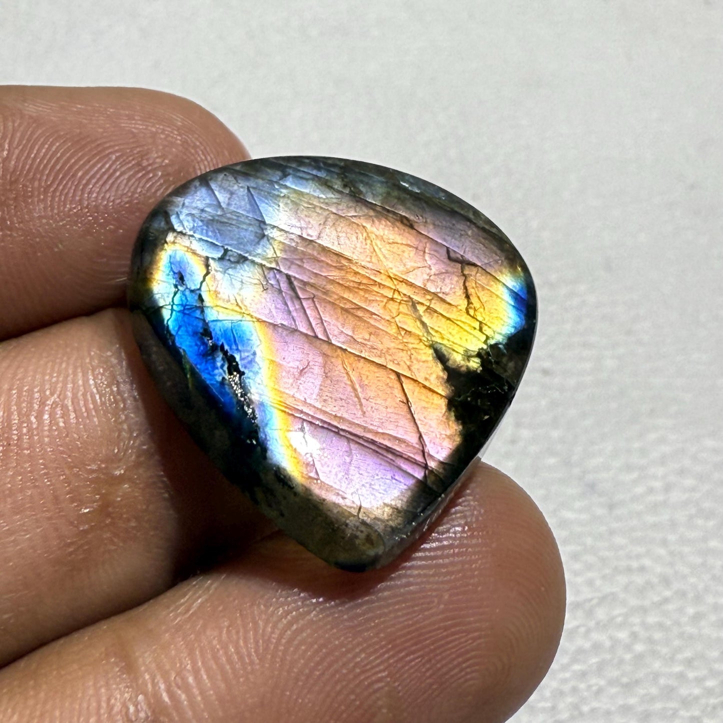 Natural Purple Labradorite Pear Cabochon, 26x24.5x5 mm, Loose Gemstone for Jewelry Making