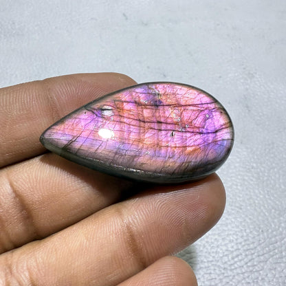 Purple Labradorite Pear Cabochon, 59 Cts, Loose Gemstone for Jewelry Making