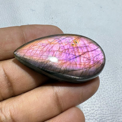 Purple Flash Labradorite Pear Cabochon, 70 Cts, Loose Gemstone for Jewelry Making