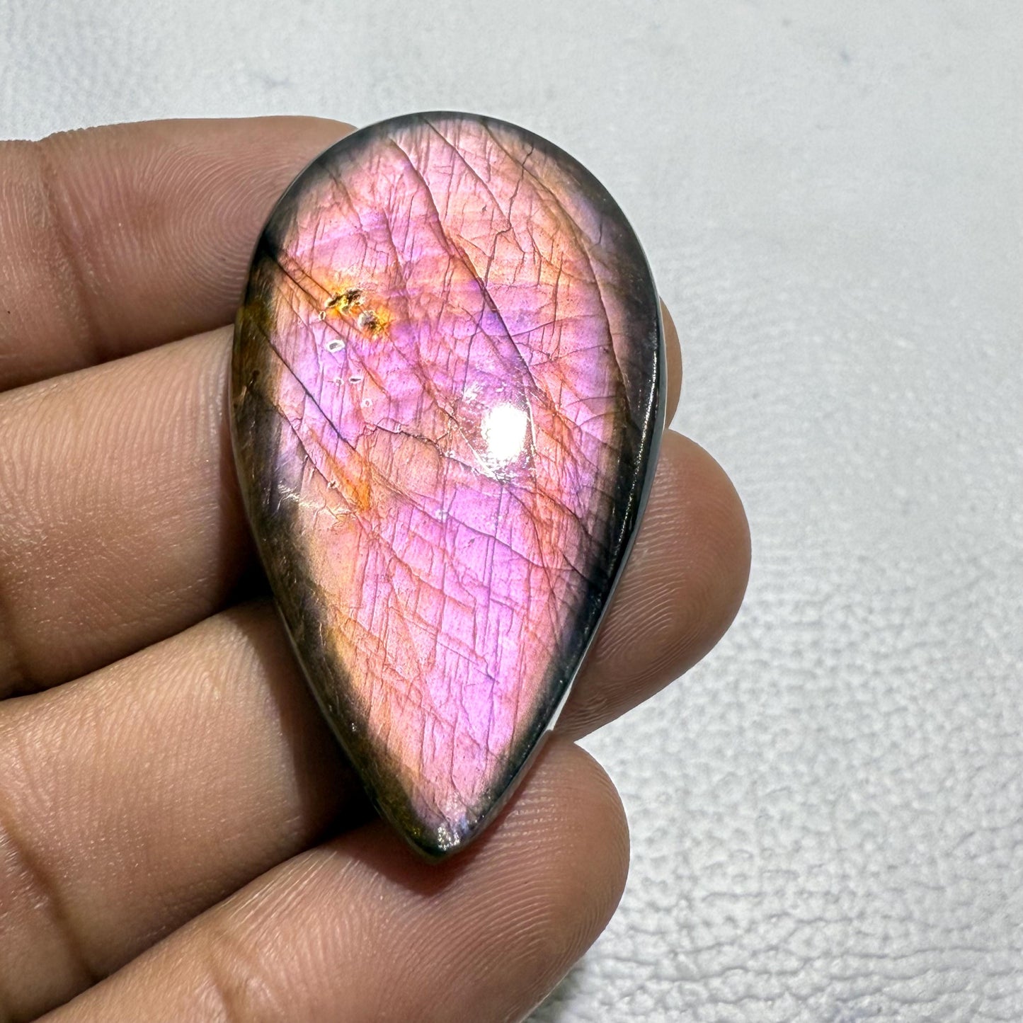 Purple Flash Labradorite Pear Cabochon, 70 Cts, Loose Gemstone for Jewelry Making