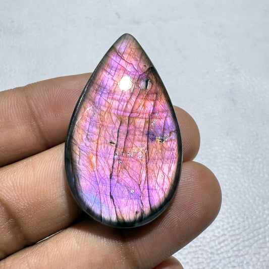 Purple Madagascar Labradorite Pear Cabochon: Designer Gemstone, 59 Cts