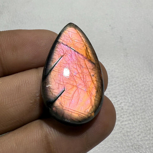 Flashy Purple Pear Labradorite Cabochon, Jewelry Making Gemstone (42.1 Ct)