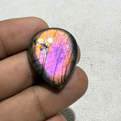 Purple Flash Labradorite Pear Cabochon, 35.5 Cts, Loose Gemstone for Jewelry Making