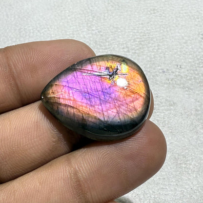 Purple Flash Labradorite Pear Cabochon, 35.5 Cts, Loose Gemstone for Jewelry Making
