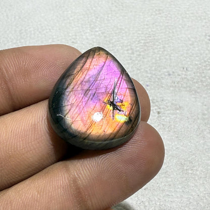 Purple Flash Labradorite Pear Cabochon, 35.5 Cts, Loose Gemstone for Jewelry Making